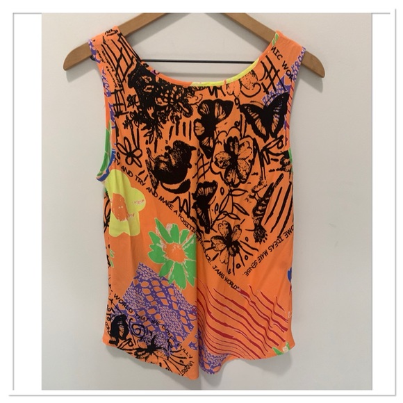 Jams World Farfalle Tank Top Honolulu Tropical Print Orsmge Multicolour Size M - Picture 5 of 12